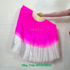 Quạt múa tua rộng vải lụa 2 mặt nan tre 36cm tua quạt dài 40cm TR06