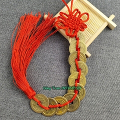 Dây đồng xu Ngũ Hoàng Giả Đồng kết hợp tua rua trang trí