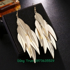 Bông tai dài tua rua cổ trang nhiều kiểu dáng lá, hoa tai tua rua E1