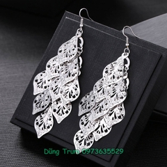 Bông tai dài tua rua cổ trang nhiều kiểu dáng lá, hoa tai tua rua E1