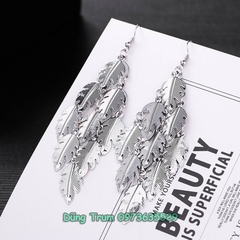 Bông tai dài tua rua cổ trang nhiều kiểu dáng lá, hoa tai tua rua E1