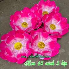 Hoa sen hồng múa biểu diễn chất liệu vải lụa nan sắt có chun dưới đế