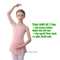 Váy bale múa 2 dây thiết kế 2 lớp co giãn thấm hút mồ hôi cho bé DT3013