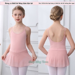 Váy bale múa 2 dây thiết kế 2 lớp co giãn thấm hút mồ hôi cho bé DT3013