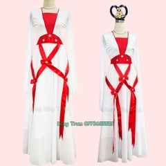 Trang phục hóa trang Hằng Nga cổ trang nơ đỏ, trang phục múa đương đại cho nhóm siêu đẹp