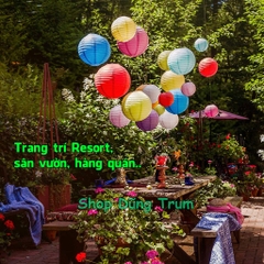 Đèn Lồng Vải Lụa Chống Nước Trang Trí Tết Trung Thu, Lồng Đèn Vải Lụa Tròn Decor Hàng Quán