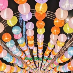 Đèn Lồng Vải Lụa Chống Nước Trang Trí Tết Trung Thu, Lồng Đèn Vải Lụa Tròn Decor Hàng Quán