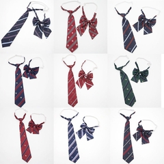 Nơ cà vạt học sinh chiều dài 33cm họa tiết kẻ sọc vương miện làm đồng phục cà vạt và nơ học sinh