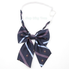 Nơ cà vạt học sinh chiều dài 33cm họa tiết kẻ sọc vương miện làm đồng phục cà vạt và nơ học sinh