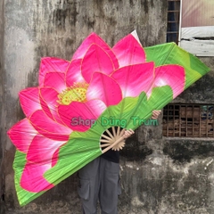 Quạt đại hoa sen nan dài 1m, quạt múa hoa sen cỡ lớn kích thước 2m