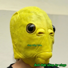 Mặt nạ đầu cá xanh lá đội đầu hài hước troll đủ màu, mặt nạ xanh cá chép bằng silicon hoá trang Hallowen