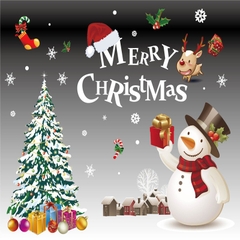 Decal NOEL 2025 trang trí Giáng Sinh 2 mặt hít tĩnh điện dán kính dễ gỡ không keo