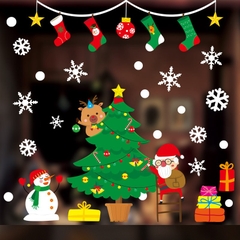 Decal NOEL 2025 trang trí Giáng Sinh 2 mặt hít tĩnh điện dán kính dễ gỡ không keo