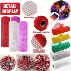 Cuộn ruy băng dài 9m trang trí Noel, cuộn duy băng lưới trang trí hoa làm nơ phụ kiện