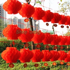 Sỉ COMBO 100 Đèn lồng tổ ong đỏ chất liệu nilong chống nước treo trang trí Tết siêu đẹp