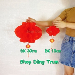 Sỉ COMBO 100 Đèn lồng tổ ong đỏ chất liệu nilong chống nước treo trang trí Tết siêu đẹp