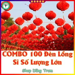 Sỉ COMBO 100 Đèn lồng tổ ong đỏ chất liệu nilong chống nước treo trang trí Tết siêu đẹp
