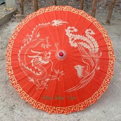 Ô cổ trang họa tiết đặc sắc trang trí Tết, ô trang trí Long Lân Phượng siêu đẹp
