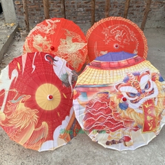 Ô cổ trang họa tiết đặc sắc trang trí Tết, ô trang trí Long Lân Phượng siêu đẹp