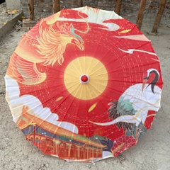 Ô cổ trang họa tiết đặc sắc trang trí Tết, ô trang trí Long Lân Phượng siêu đẹp