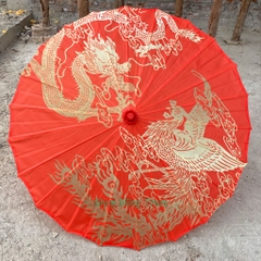 Ô cổ trang họa tiết đặc sắc trang trí Tết, ô trang trí Long Lân Phượng siêu đẹp