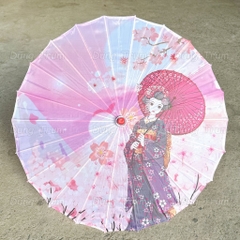 Ô Cổ Trang phong cách Nhật Bản trụ gỗ vải lụa trang trí biểu diễn siêu đẹp