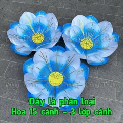 Hoa múa văn nghệ xanh trắng siêu đẹp có chun cầm tay dưới đế hoa