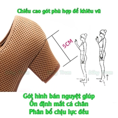 Giày khiêu vũ đế su liền cao 5cm với thiết kế lỗ thoáng khí thông thoáng nhẹ nhàng KV32