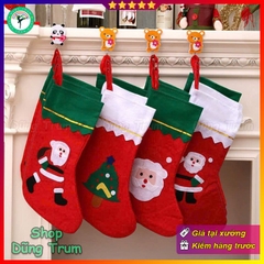 COMBO 12 Tất Noel đựng quà size to 23 x 36cm trang trí Giáng Sinh chất liệu vải không dệt