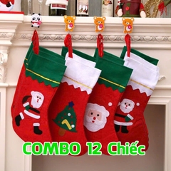 COMBO 12 Tất Noel đựng quà size to 23 x 36cm trang trí Giáng Sinh chất liệu vải không dệt
