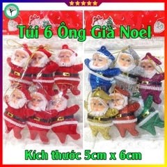 Sét 6 ông già Noel trang trí Giáng Sinh kích thước 5*6cm đủ màu sắc
