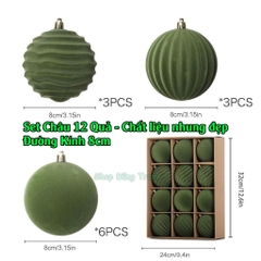 Set Châu Noel VIP 8cm To Đẹp Chất Liệu Nhung Decor Giáng Sinh cực đỉnh