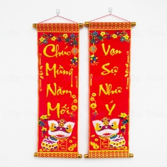 Câu đối Tết trang trí, cặp câu đối đỏ kích thước số đỏ thần tài 79cm trang trí Tết