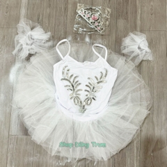 Váy Múa Bale Trắng Siêu Xinh Cho Bé, Váy Múa Thiên Nga Cho Lớp Đội Nhóm Biểu Diễn