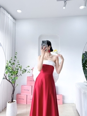 Đầm Đỏ Pha Trắng #DH0022