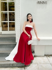 Đầm Đỏ Pha Trắng #DH0022