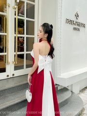 Đầm Đỏ Pha Trắng #DH0022