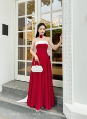 Đầm Đỏ Pha Trắng #DH0022
