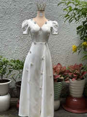 Đầm Hoa Đá Tay Ngắn