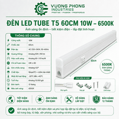 ĐÈN LED TUBE T5 60CM 10W - 3000K / 6500K – GIẢI PHÁP CHIẾU SÁNG TIẾT KIỆM, GỌN GÀNG VÀ HIỆU QUẢ