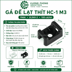 GÁ ĐẾ LẠT THÍT CỐ ĐỊNH DÂY ĐIỆN BẰNG NHỰA CÓ LỖ VÍT – PA66 CHỐNG CHÁY UL94V-2