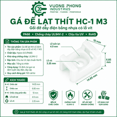 GÁ ĐẾ LẠT THÍT CỐ ĐỊNH DÂY ĐIỆN BẰNG NHỰA CÓ LỖ VÍT – PA66 CHỐNG CHÁY UL94V-2
