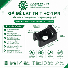 GÁ ĐẾ LẠT THÍT CỐ ĐỊNH DÂY ĐIỆN BẰNG NHỰA CÓ LỖ VÍT – PA66 CHỐNG CHÁY UL94V-2