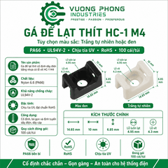 GÁ ĐẾ LẠT THÍT CỐ ĐỊNH DÂY ĐIỆN BẰNG NHỰA CÓ LỖ VÍT – PA66 CHỐNG CHÁY UL94V-2