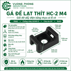 GÁ ĐẾ LẠT THÍT CỐ ĐỊNH DÂY ĐIỆN BẰNG NHỰA CÓ LỖ VÍT – PA66 CHỐNG CHÁY UL94V-2