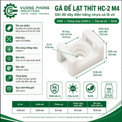 GÁ ĐẾ LẠT THÍT CỐ ĐỊNH DÂY ĐIỆN BẰNG NHỰA CÓ LỖ VÍT – PA66 CHỐNG CHÁY UL94V-2