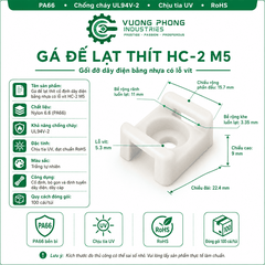 GÁ ĐẾ LẠT THÍT CỐ ĐỊNH DÂY ĐIỆN BẰNG NHỰA CÓ LỖ VÍT – PA66 CHỐNG CHÁY UL94V-2