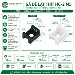 GÁ ĐẾ LẠT THÍT CỐ ĐỊNH DÂY ĐIỆN BẰNG NHỰA CÓ LỖ VÍT – PA66 CHỐNG CHÁY UL94V-2