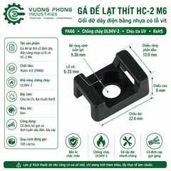 GÁ ĐẾ LẠT THÍT CỐ ĐỊNH DÂY ĐIỆN BẰNG NHỰA CÓ LỖ VÍT – PA66 CHỐNG CHÁY UL94V-2