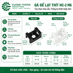 GÁ ĐẾ LẠT THÍT CỐ ĐỊNH DÂY ĐIỆN BẰNG NHỰA CÓ LỖ VÍT – PA66 CHỐNG CHÁY UL94V-2